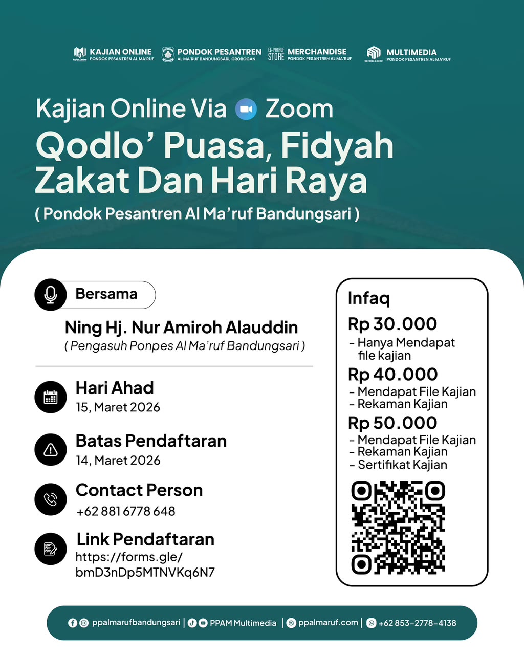 Kajian Qodlo' Puasa, Fidyah, Zakat, dan Hari Raya